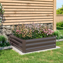 (100x100x30cm) Garden Metal Raised Vegetable Planter Outdoor Flower Trough Herb Grow Bed Box