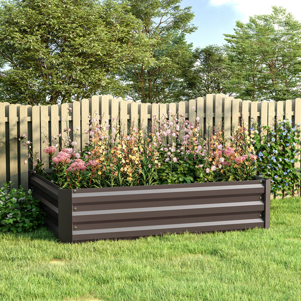(120x90x30cm) Garden Metal Raised Vegetable Planter Outdoor Flower Trough Herb Grow Bed Box