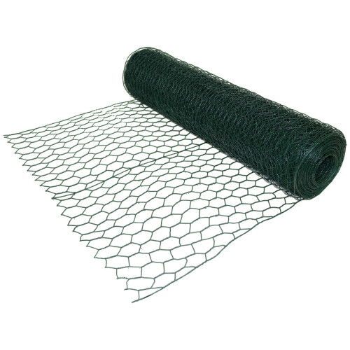 (0.6x50M) PVC Coated Galvanized Wire Mesh Fencing Roll Hot Dipped Chicken Wire with 50mm Hexagonal Mesh Hole for Garden Animal Pet Border Fence Netting Green