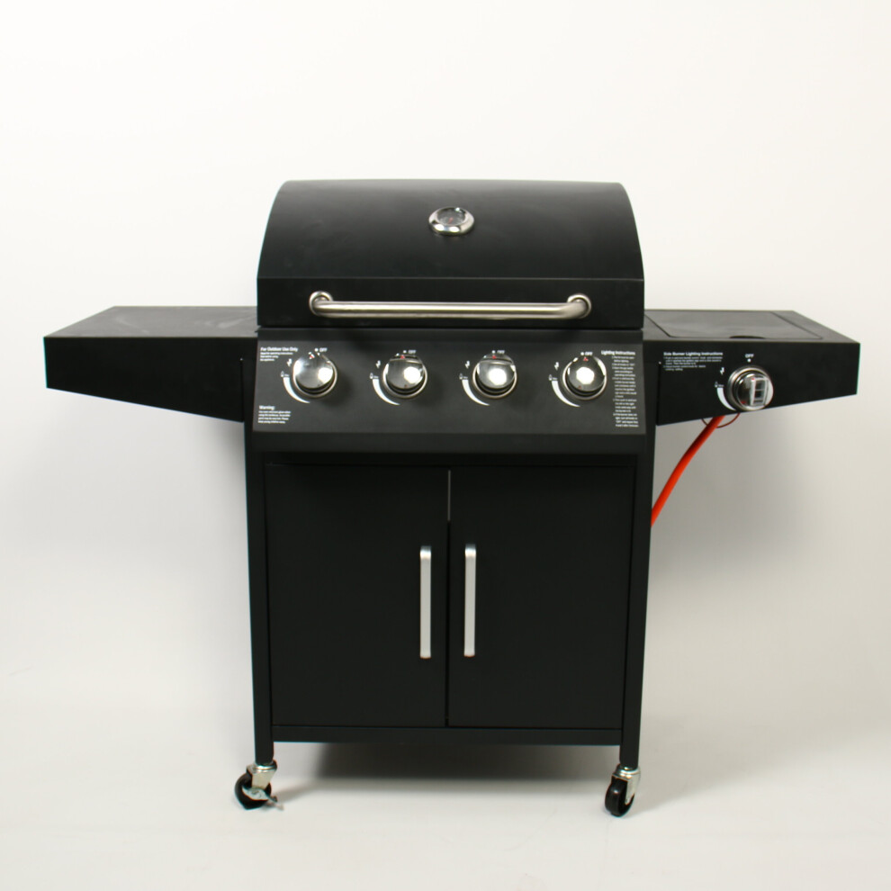 Deluxe Gas BBQ Grill 4 + 1 Burner Side Barbecue with Gas Regulator