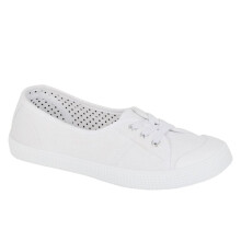 (UK 6) Dek Womens/Girls Low Cut Canvas Shoes/Slip On Pumps With Elastic Lace All White