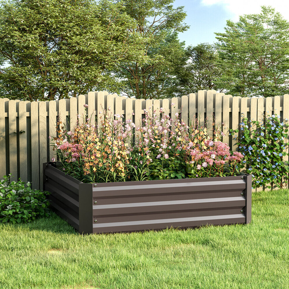 Square Metal Raised Bed Kit Raised Garden Bed Outdoor Seed Bed Planter 100 cm W x 100 cm D