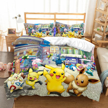 (Style 01, King (220X240CM)/3PCS) Pokemon Bedding Single Double King Duvet Cover UK