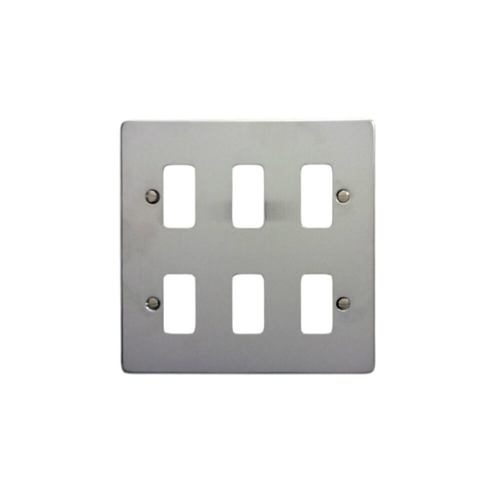 Crabtree 6576/Sc Rockergrid Grid Cover Plate 6 Gang Satin Chrome 5017399012816