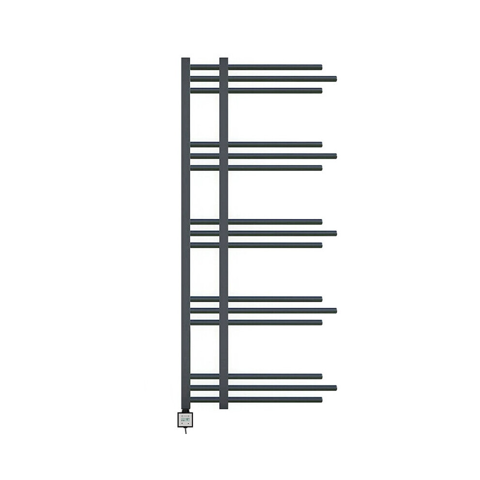 (500 X 1200Mm Anthracite, Ktx3 Timer Thermostatic Electric Element) 500Mm Wide Modern Electric Bathroom Towel Radiator 5056616526736