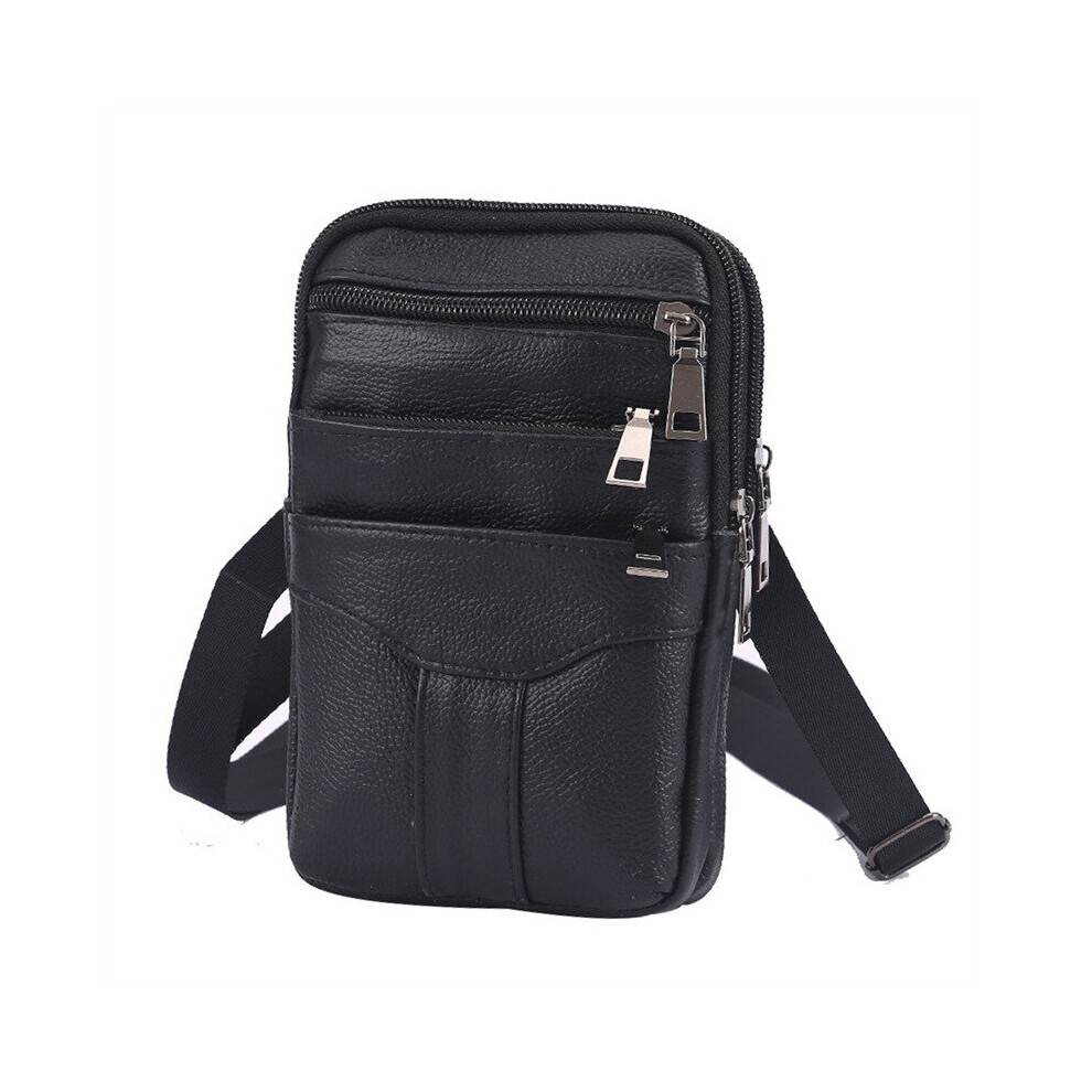 Men Cowhide Leather Fanny Waist Bag Classic Texture Creative Delicate Business Solid Phone Purses Shoulder Bag-image-OPC-PBTNGTK-NEW