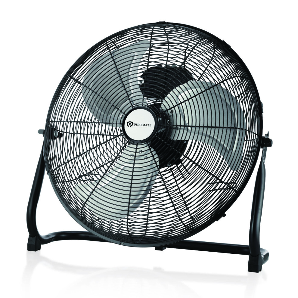 PureMate 20" Black Gym Floor Fan, Portable Cooling Fan for Home and office with 3 Speeds and Adjustable Fan Head with Tilting Feature