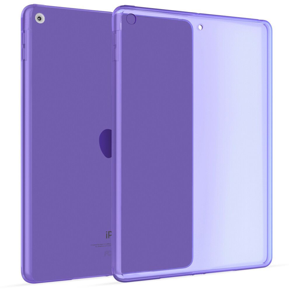 (Purple) Transparent Protective Slim Silicone Cover Case For Apple iPad (9.7) 2017-2018