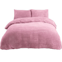 (Double, Mauve) Sleepdown Teddy Fleece Duvet Quilt Cover Set