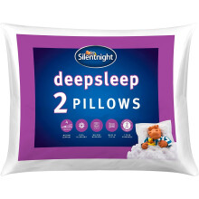 Silentnight Deep Sleep Pillows Medium Support Comfortable Hollowfibre Bed Pillows Back Side Sleepers Machine Washable Pack of 2, Standard Size White