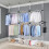 Telescopic Clothes Rail Heavy Duty Adjustable Height Clothes Rack 1