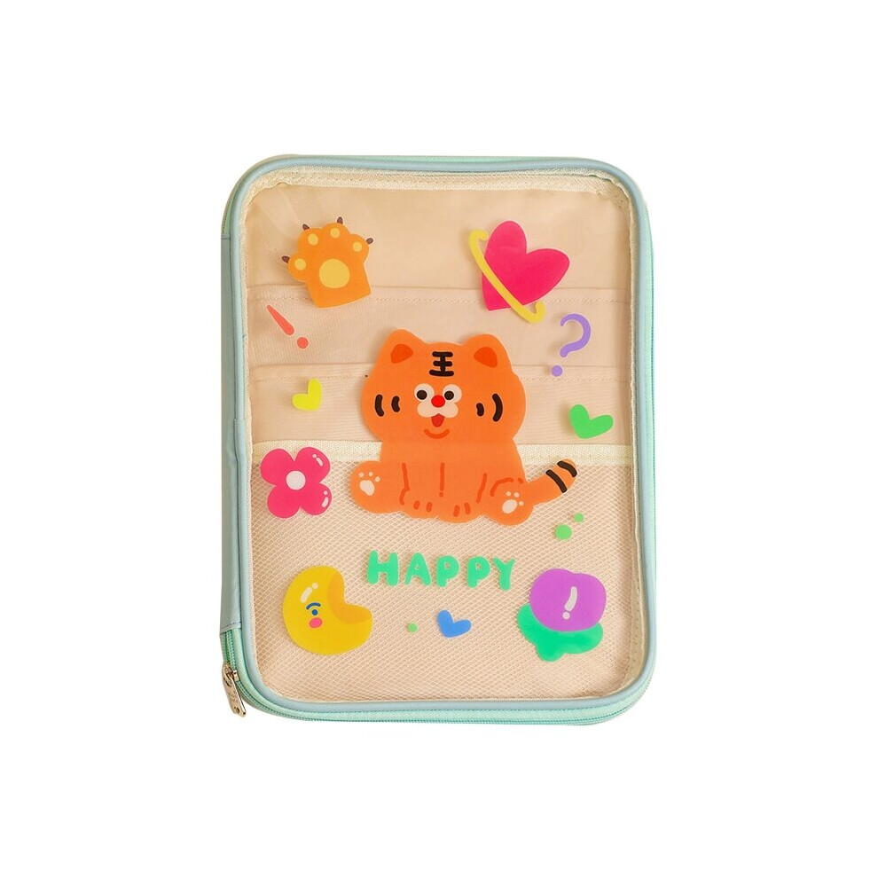 Clear Tablet Sleeve Bag Lovely Cartoon Bear Carrying Bags Transparent Storage Bag Pvc Pouches With Zipper Green 885662552889