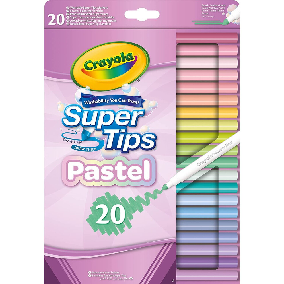 CRAYOLA Pastel SuperTips Washable Markers Assorted Colours Pack Of 20