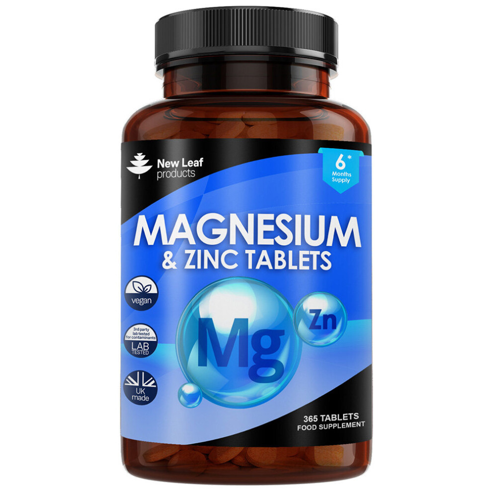 Magnesium Supplement 516mg with Zinc - 365 High Strength Vegan Tablets