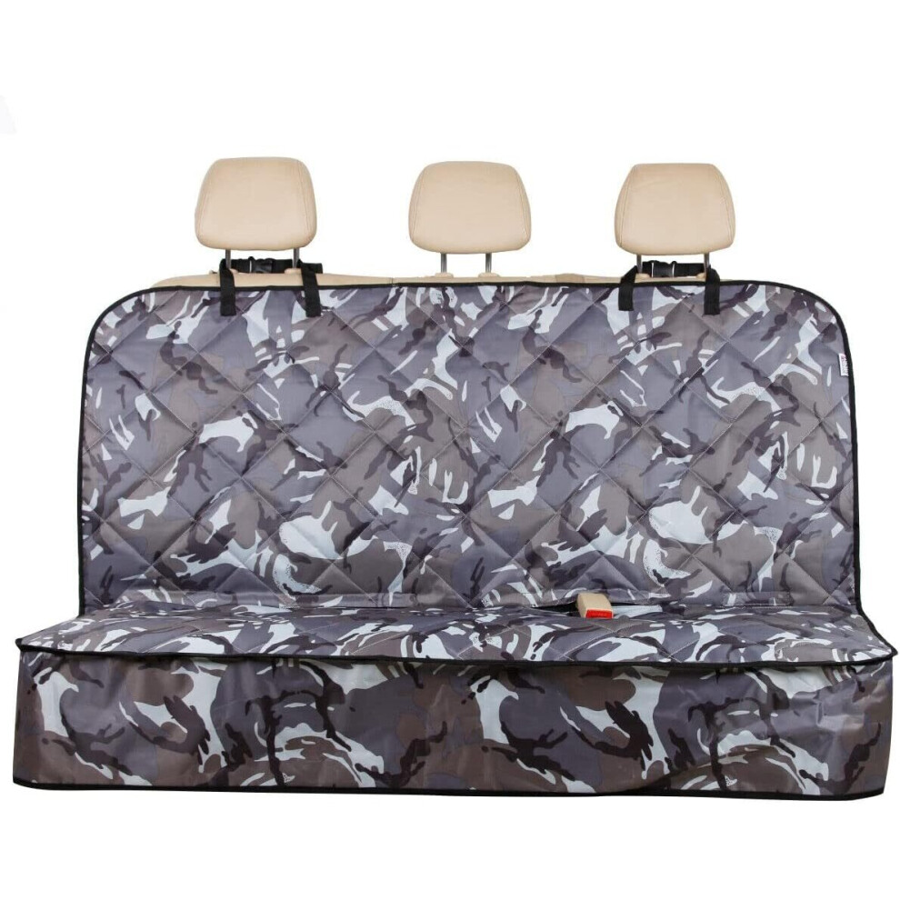 COMPATIBLE WITH Dacia Sandero (2013-2020) - Grey Camouflage Heavy Duty Premium Quilted Dog Cat Pet Hammock Rear Seat Cover-image-OPC-PBTPRHS-NEW