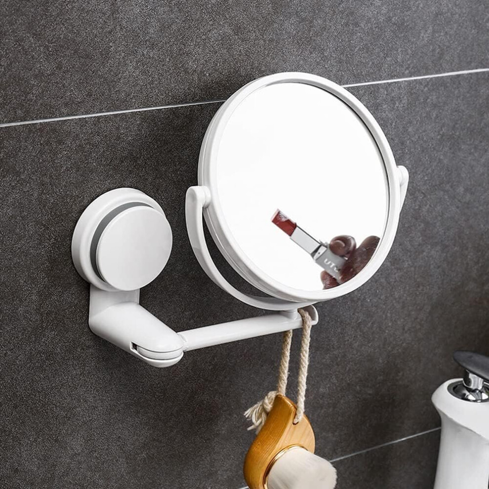 Suction Cup Bathroom Makeup Mirror Wall Mounted 360 Degree Adjustable Double Sided Magnifying Mirror