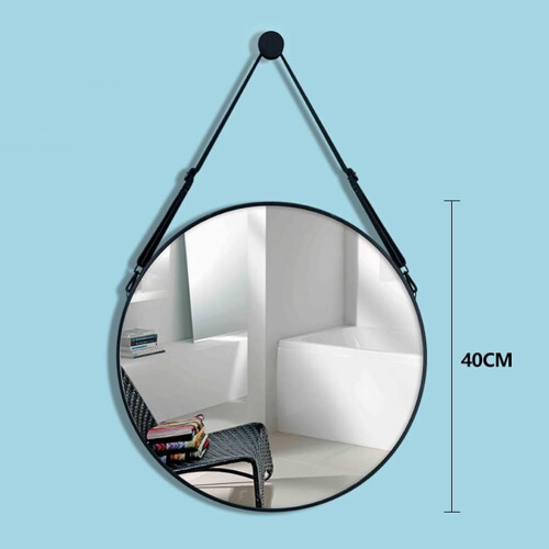 Round Makeup Vanity Mirror Framed Mirror Hanging (Black) 2