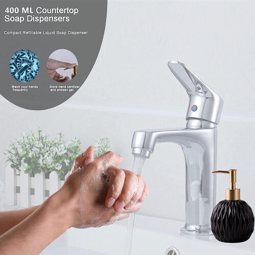 Gold Pump Shampoo Dispenser For Shower, 400ml - Black 2