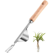 Solid wood handle and Y-shaped stainless steel blade design, garden lawn farmland transplanting weeding tool