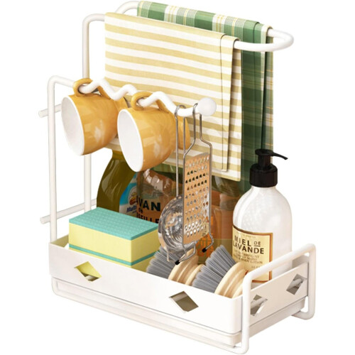 Sink Organizer with Dishcloth Holder Sink Organizer (White)