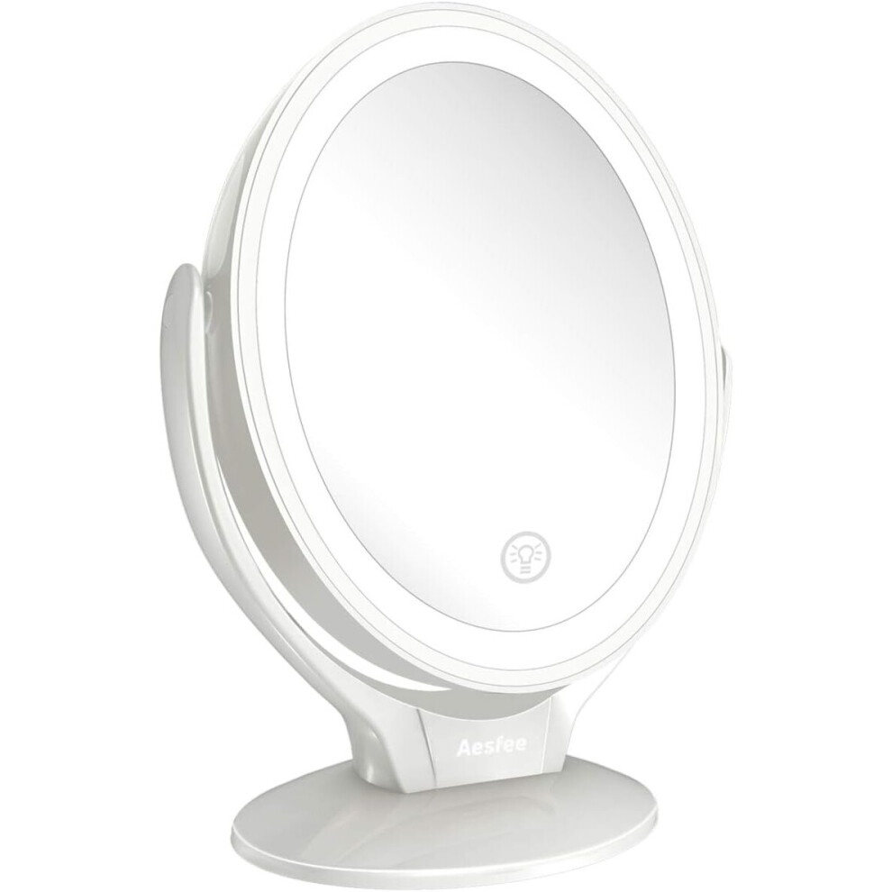 Gopatriot Memory Led Lighted Makeup Vanity Mirror Rechargeable, 1X / 7X Double Sided Magnifier With Dimmable Touch Screen