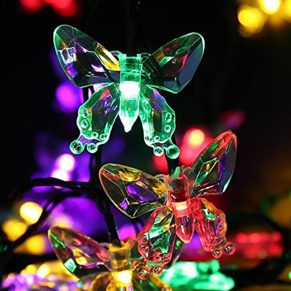 20pcs LED Solar Light String LED Butterfly Fairy Lights 5m (Multicolor Lights)