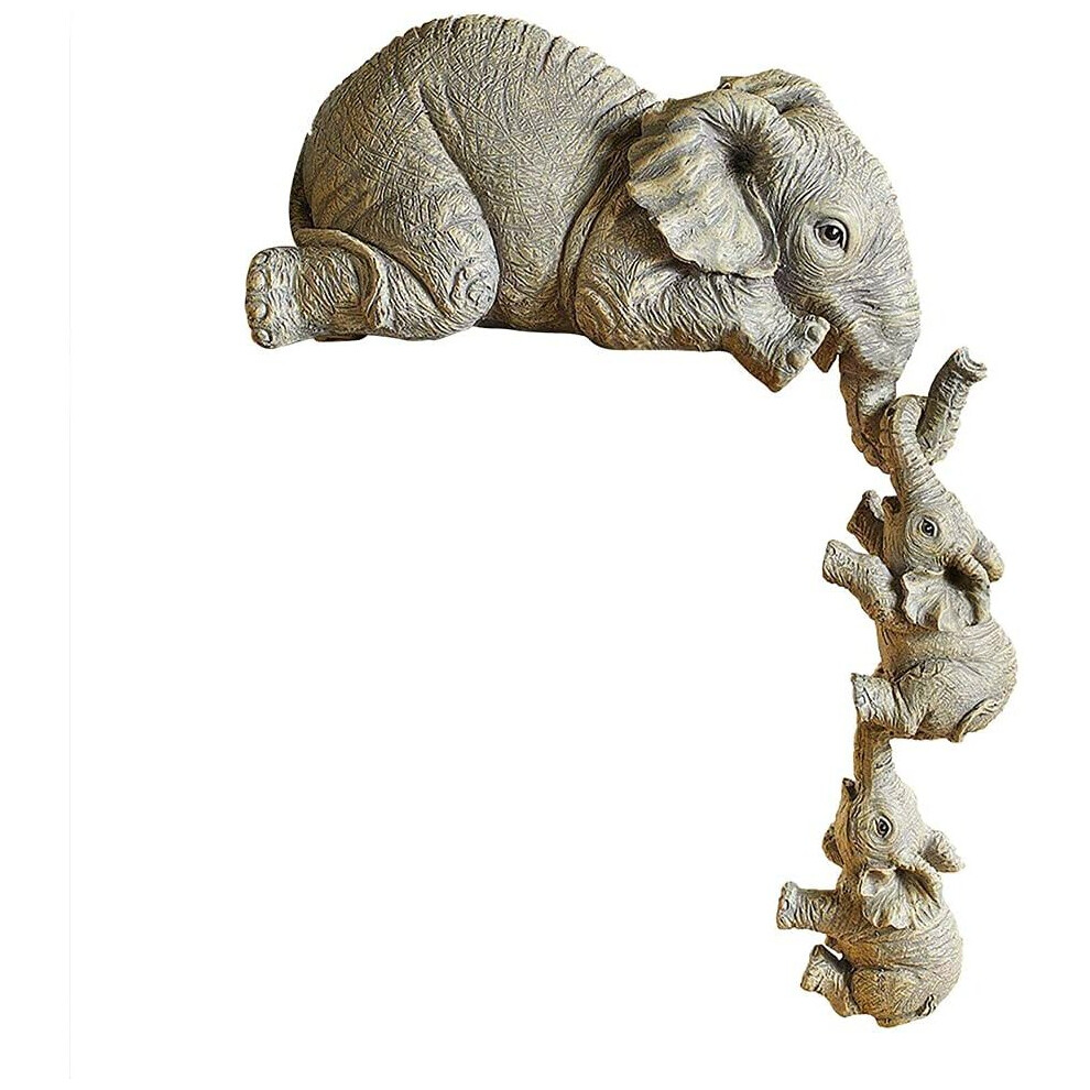 Photos - Garden & Outdoor Decoration Set of 3 Mama Elephant and Two Babies Hanging Edge Decorations