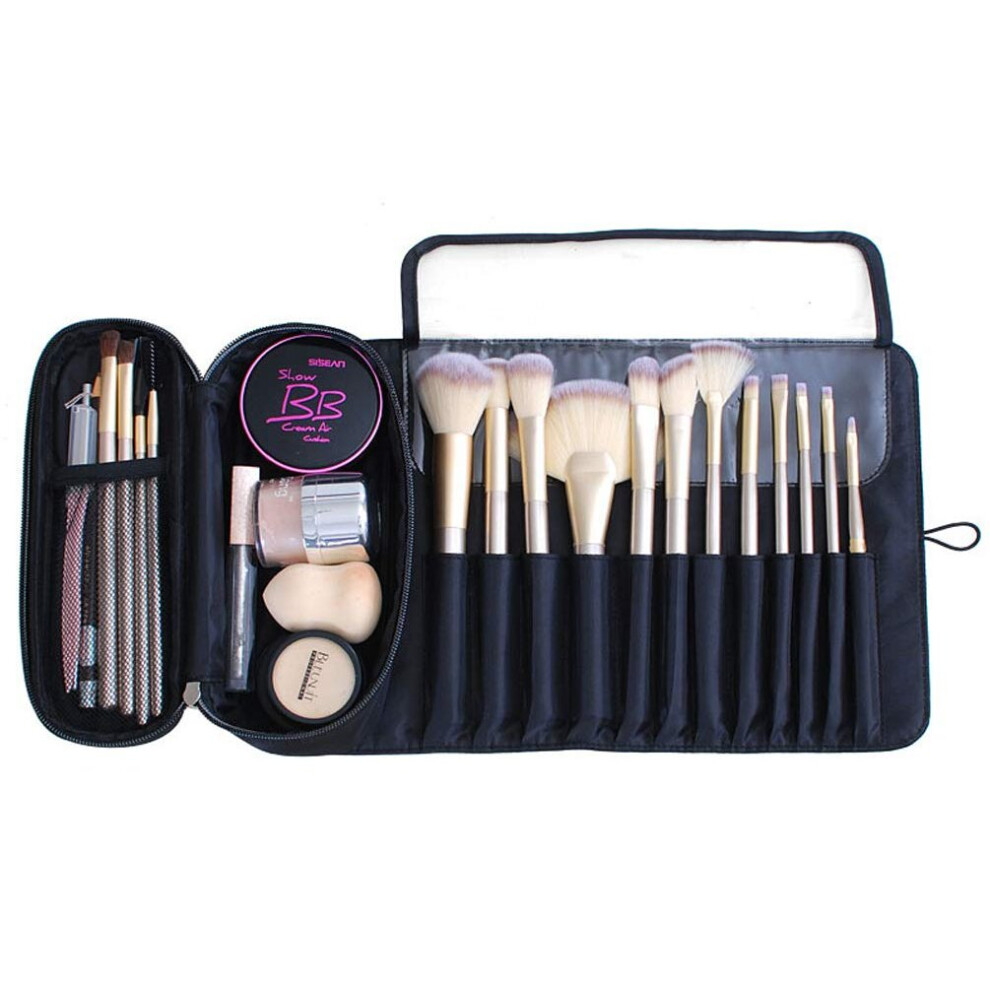Gopatriot Memory Multifunctional Makeup Brush Organizer - Makeup Brush Cosmetic Tote With 12 Pockets