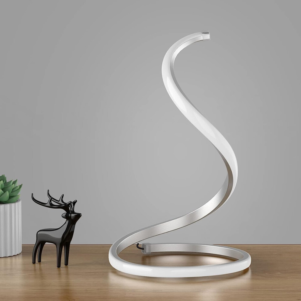 Table Lamp (Silver) Stepless Dimming Bedside Lamp 3-Color Warm Bedside Lamp