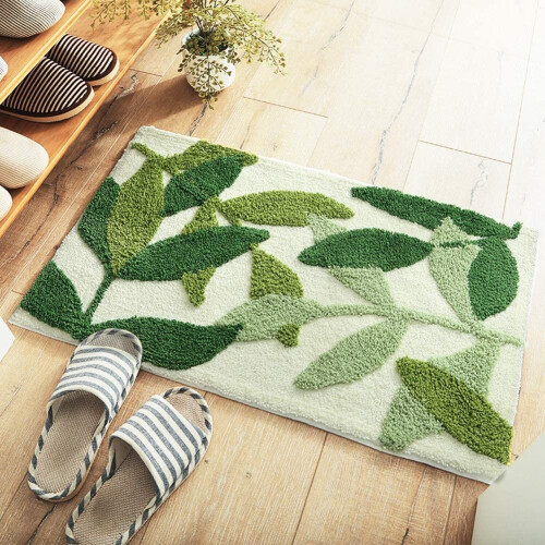 Non-slip bathroom mat, 45 x 65cm Green Leaf Bathroom Mat