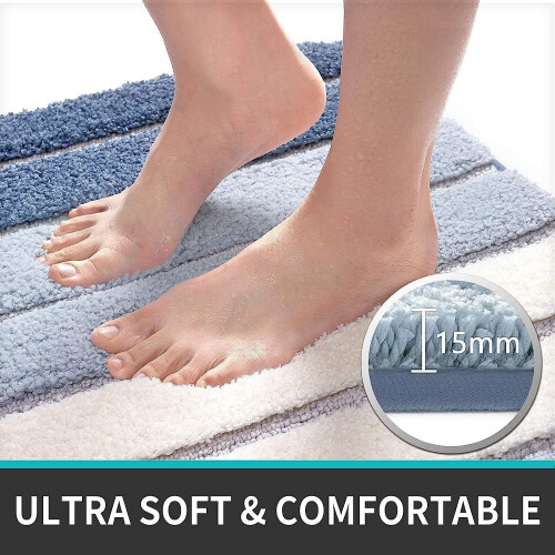 40 x 60cm Non-slip Bath Mat Super Absorbent - Blue 2