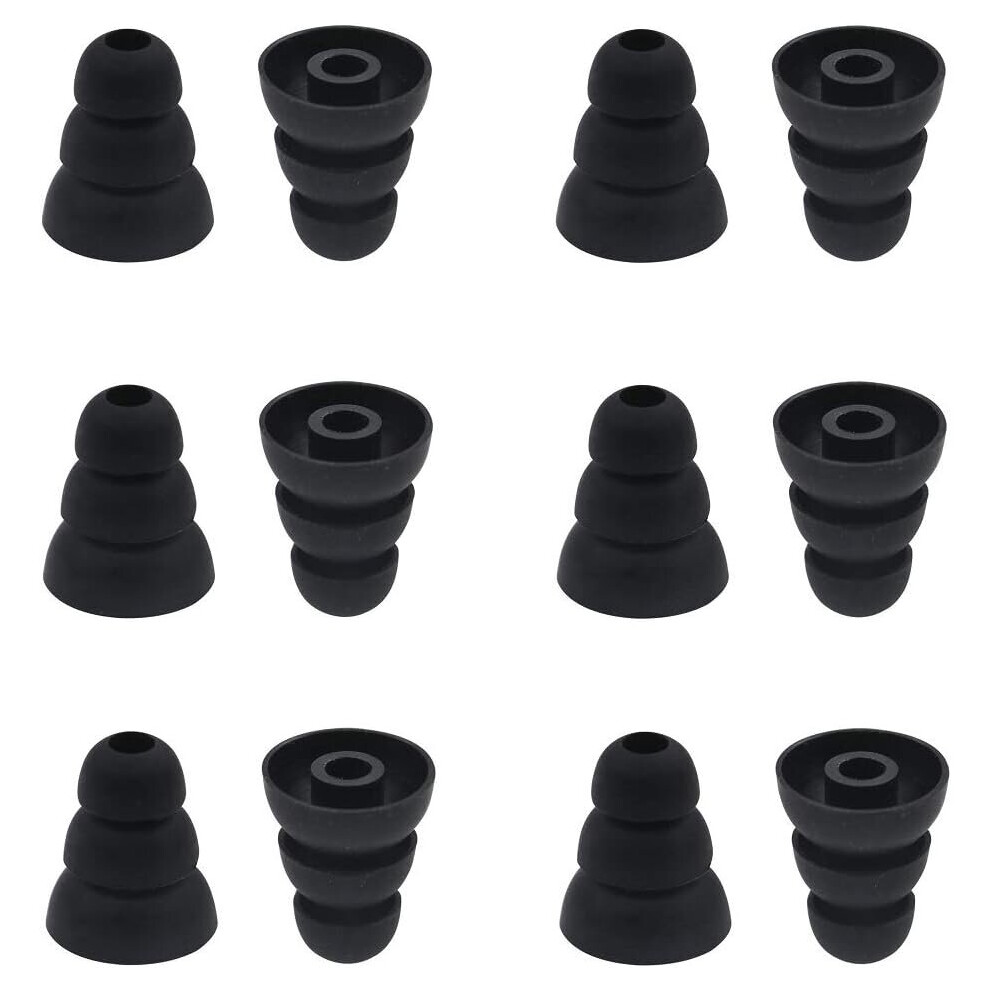 6 Pairs Replacement Silicone Ear Tips Fits Most In-Ear Headphones Large Black 9365884491438