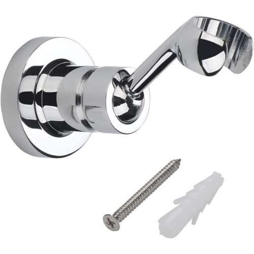 Shower Bracket Brass Wall Mount Handheld Shower Head and Hose - Chrome Plated 360 Degree Adjustable