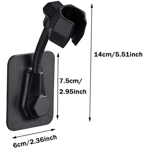 Universal Adjustable Wall Mount Shower Bracket, Swivel (Black) 2