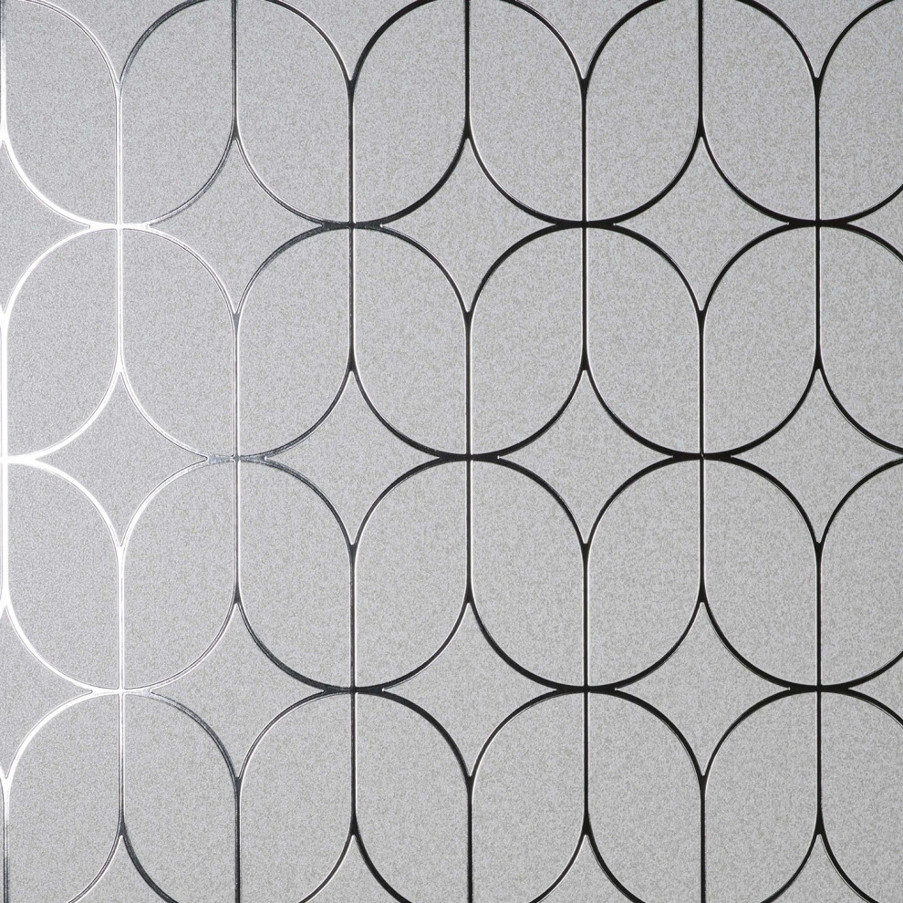 Silver Luxury Foil Geometric Wallpaper Fine Decor Textured Metallic Vinyl