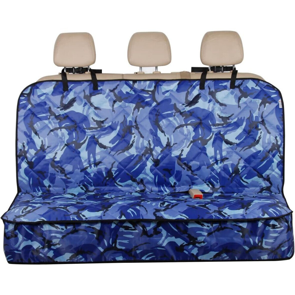 Compatible With Audi A3 Black Edition (2012-2018) - Camouflage Heavy Duty Premium Quilted Dog Cat Pet Hammock Rear Seat Cover Blue 5059596360406