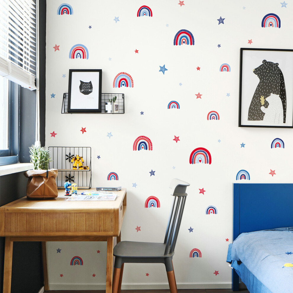 Nuonove Rainbow Sticker,Stars And Rainbow Wall Stickers,Creativity Removable Vinyl Rainbows Decals For Room Children Kids Room Bedroom