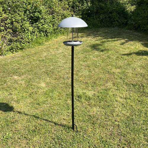 Selections Pole Mounted Metal Bird Seed Feeder Table with Dome Roof 2
