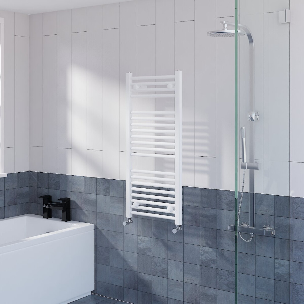 WarmeHaus Straight Heated Towel Rail Radiator Ladder for Bathroom Wall Mounted White 970x450mm