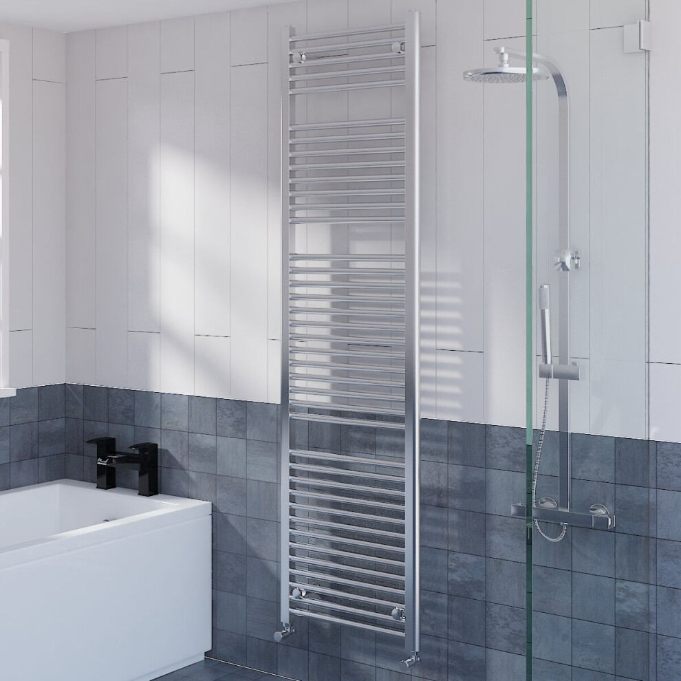 WarmeHaus Straight Heated Towel Rail Radiator Ladder for Bathroom Wall Mounted Chrome 1800x500mm