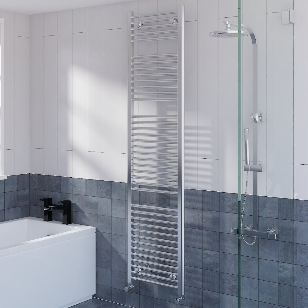 WarmeHaus Straight Heated Towel Rail Radiator Ladder for Bathroom Wall Mounted Chrome 1800x450mm