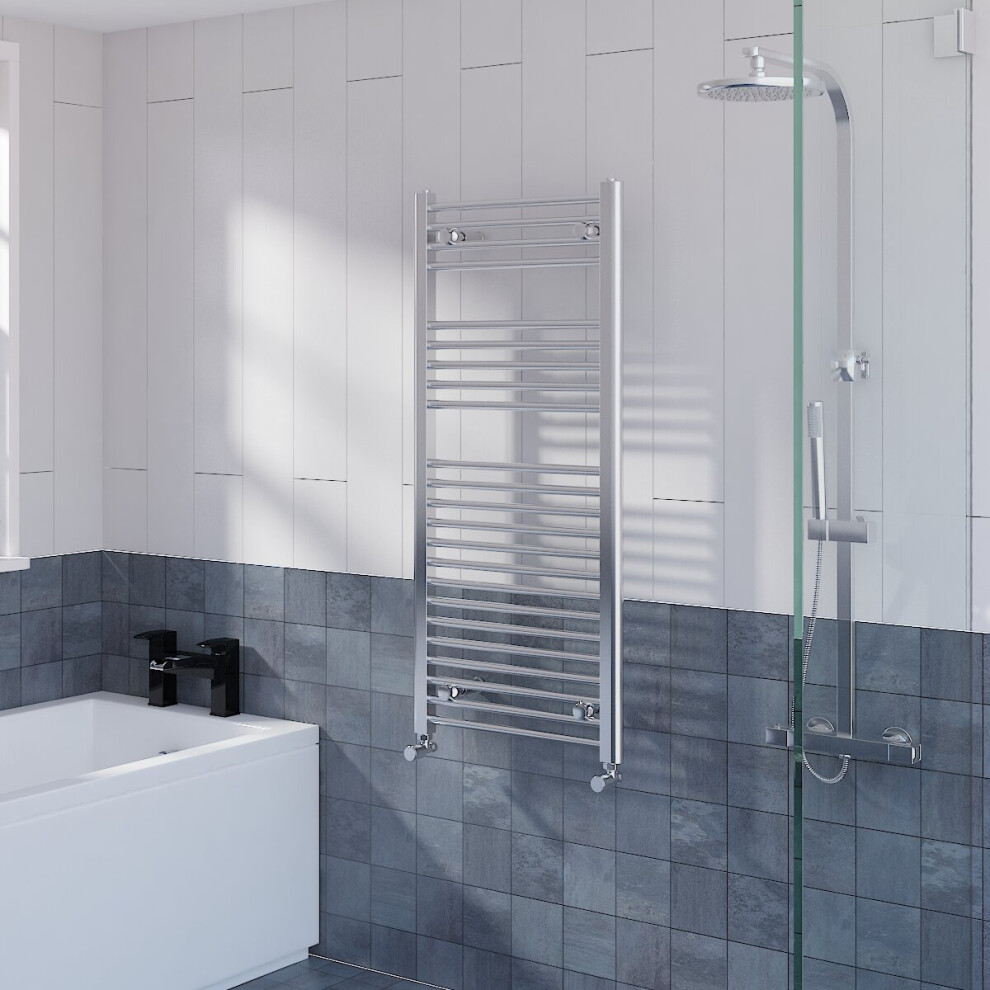 WarmeHaus Straight Heated Towel Rail Bathroom Ladder Radiator Central Heating Chrome 1100x500mm