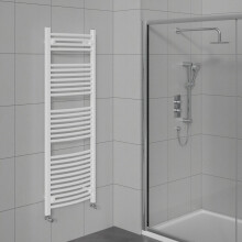 WarmeHaus Curved Bathroom Heated Towel Rail Warmer Radiator Central Heating White - 1500x600mm