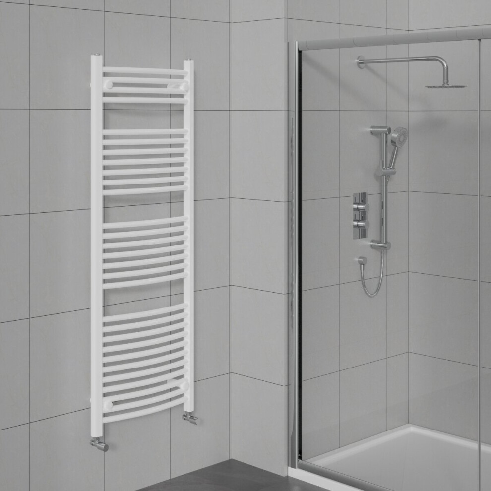 WarmeHaus Curved Bathroom Heated Towel Rail Warmer Radiator Central Heating White - 1500x600mm