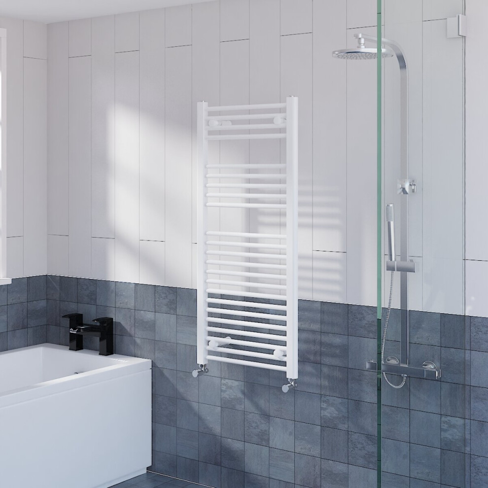 WarmeHaus Straight Heated Towel Rail Bathroom Ladder Radiator Central Heating White 1100x500mm