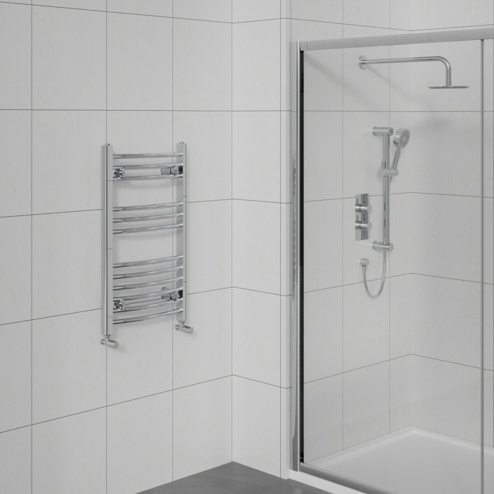 WarmeHaus Curved Heated Towel Rail Bathroom Ladder Radiator Central Heating Chrome 750x495mm