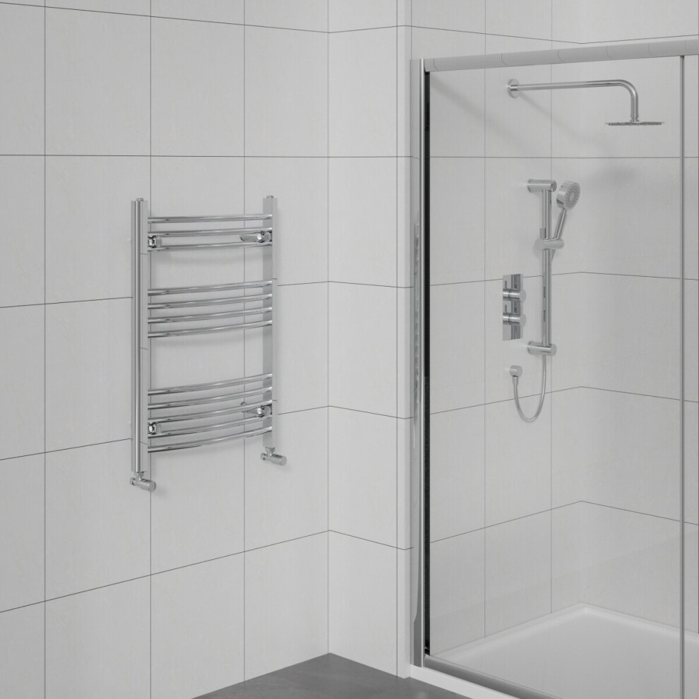 WarmeHaus Curved Heated Towel Rail Bathroom Ladder Radiator Central Heating Chrome 750x600mm