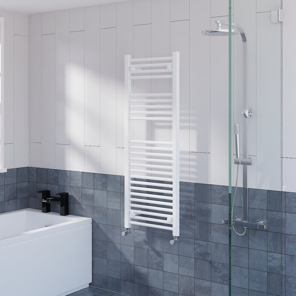 WarmeHaus Straight Heated Towel Rail Radiator Ladder for Bathroom Wall Mounted White 1200x450mm