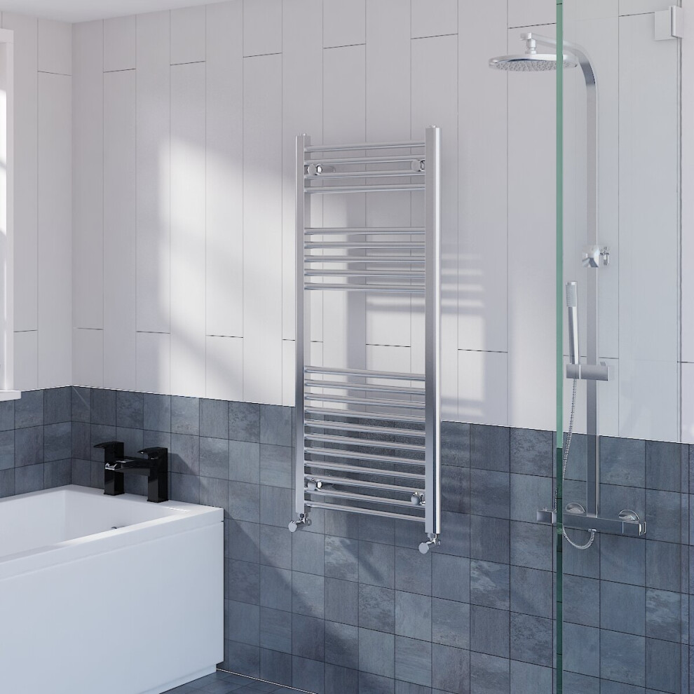 WarmeHaus Straight Heated Towel Rail Radiator Ladder for Bathroom Wall Mounted Chrome 1100x500mm