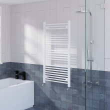WarmeHaus Straight Heated Towel Rail Radiator Ladder for Bathroom Wall Mounted White 1150x500mm